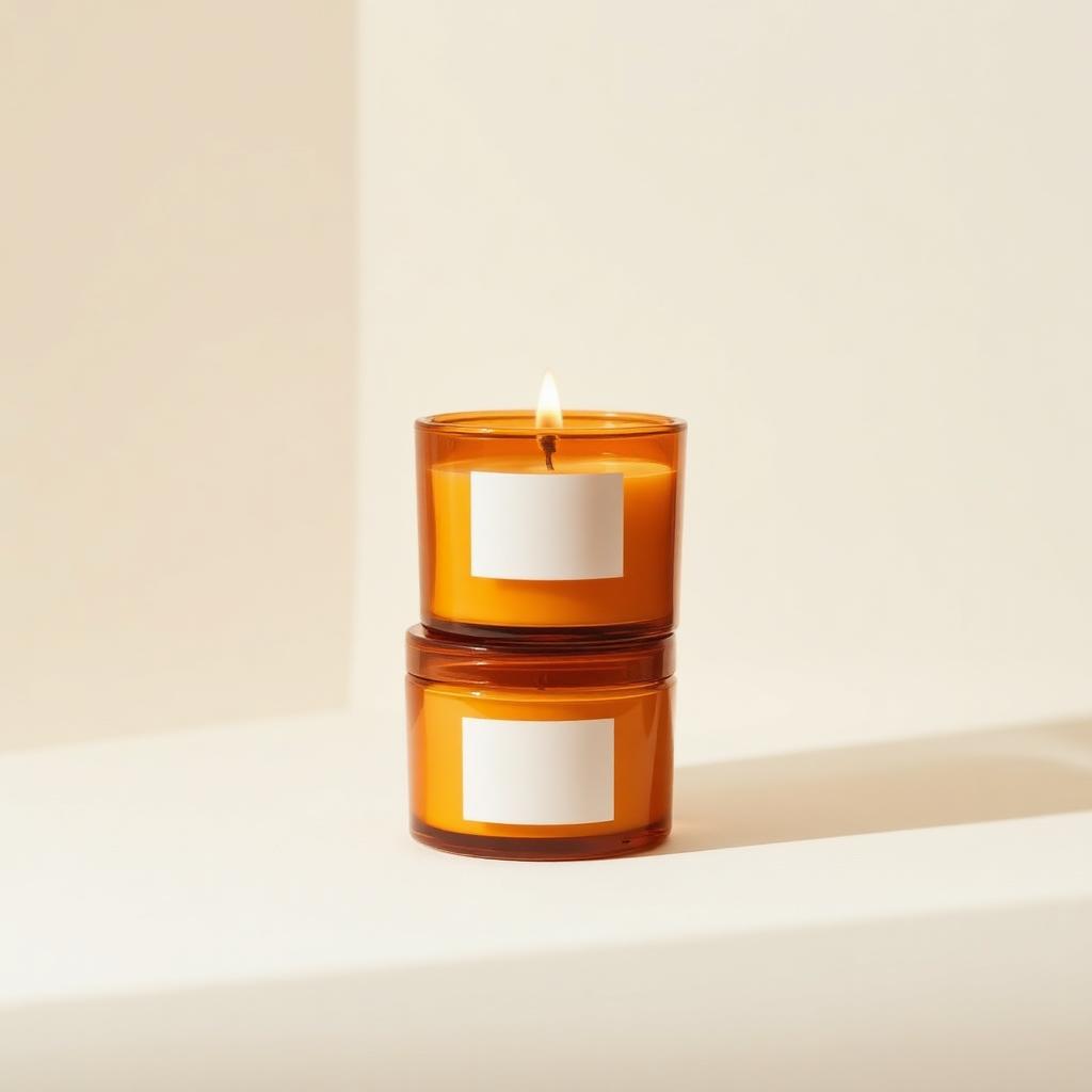 Amber Glass Candle Set of Three
